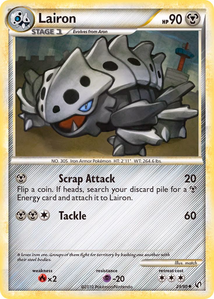 Lairon Pokemon card (29/90, HS—Undaunted)
