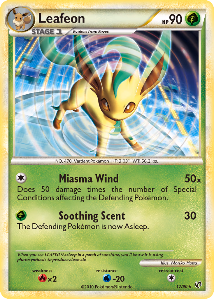 Leafeon Pokemon card (17/90, HS—Undaunted)