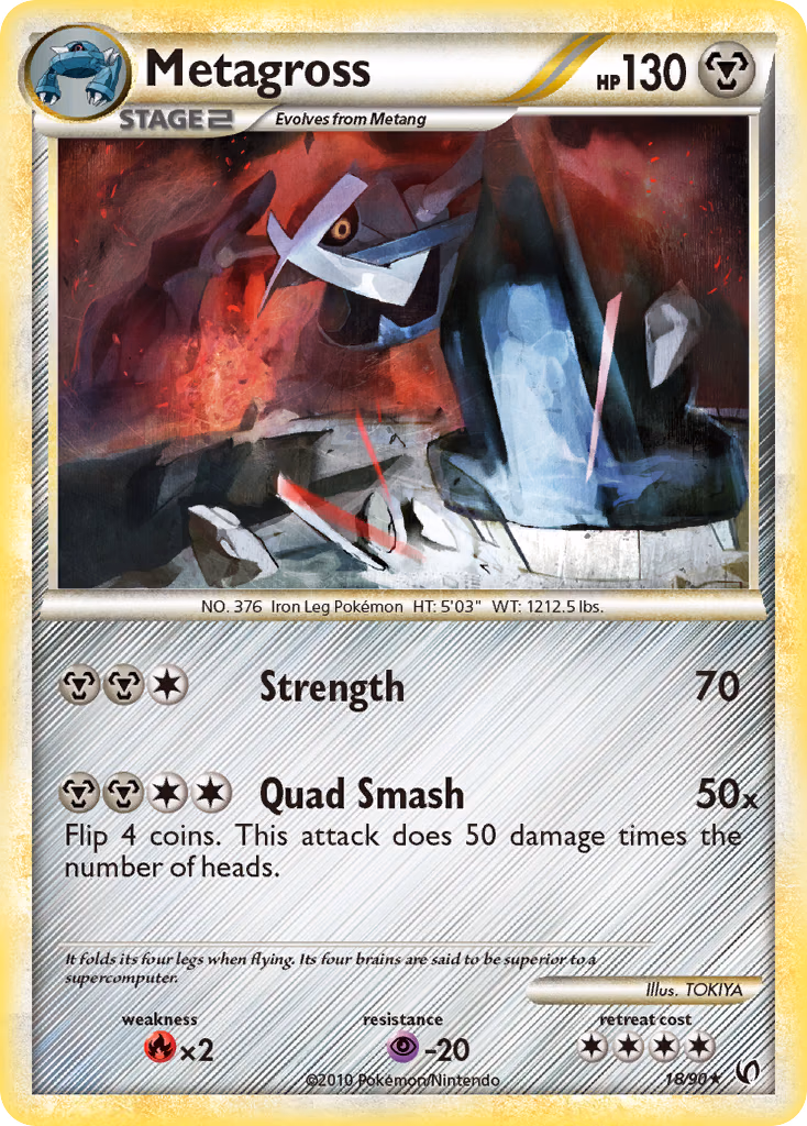 Metagross Pokemon card (18/90, HS—Undaunted)
