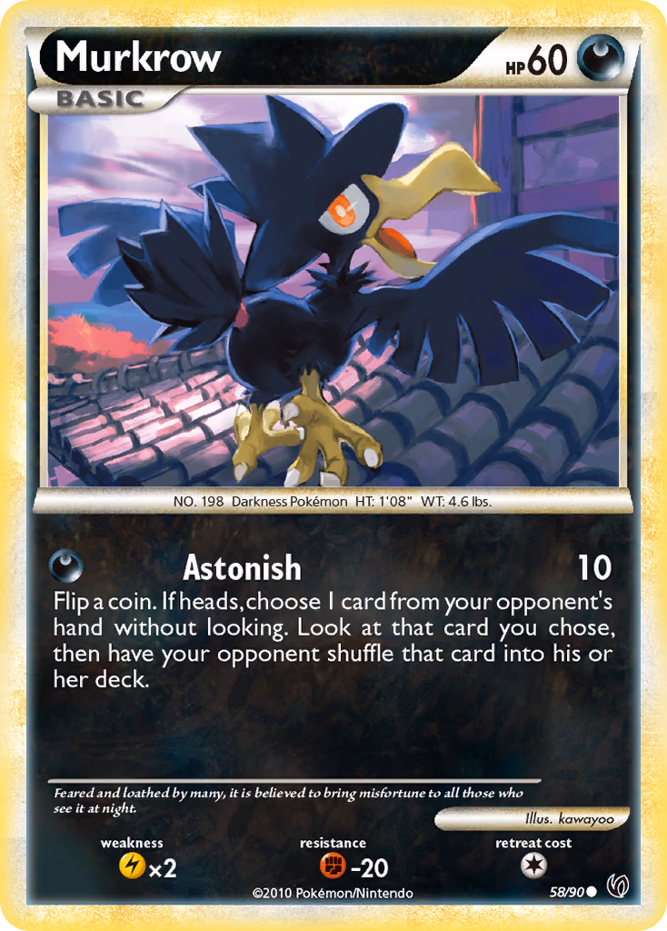 Murkrow Pokemon card (58/90, HS—Undaunted)