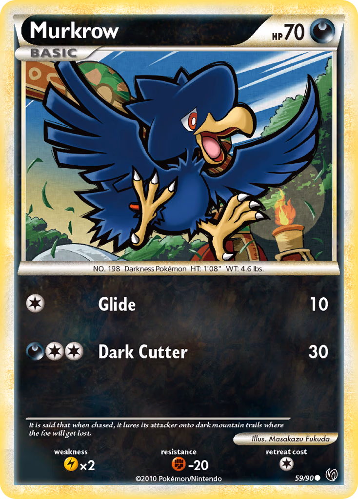 Murkrow Pokemon card (59/90, HS—Undaunted)