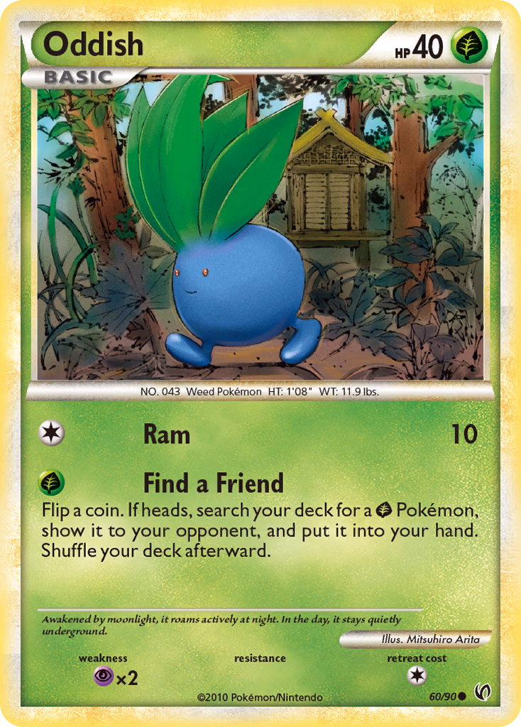 Oddish Pokemon card (60/90, HS—Undaunted)