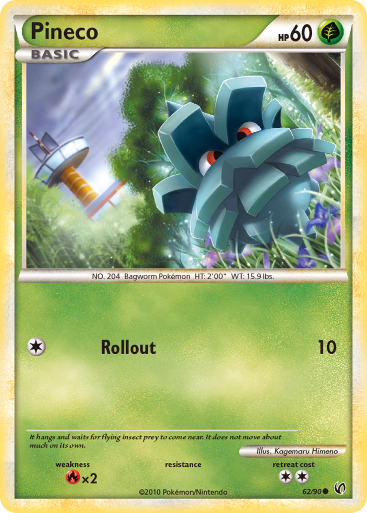 Pineco Pokemon card (62/90, HS—Undaunted)