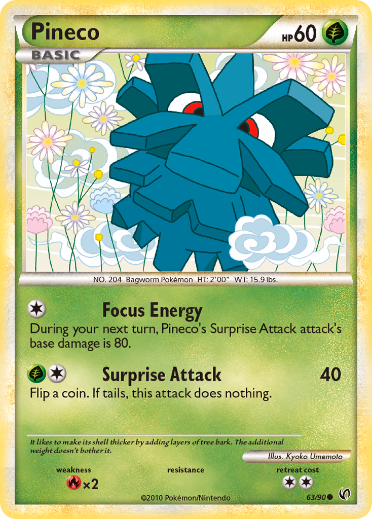 Pineco Pokemon card (63/90, HS—Undaunted)