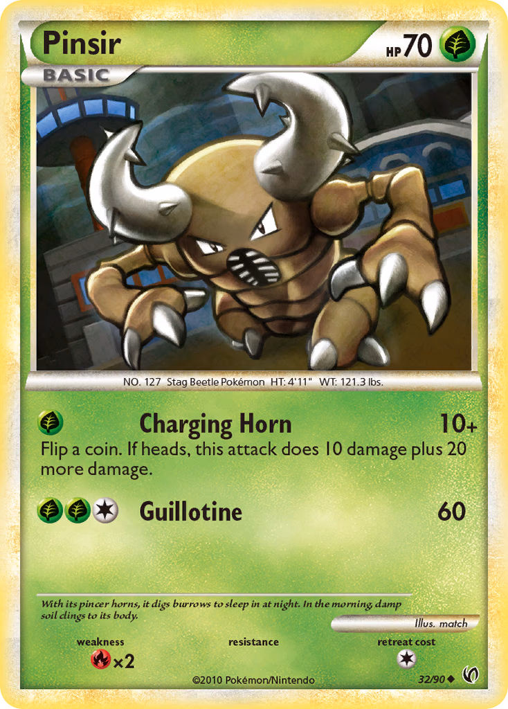 Pinsir Pokemon card (32/90, HS—Undaunted)