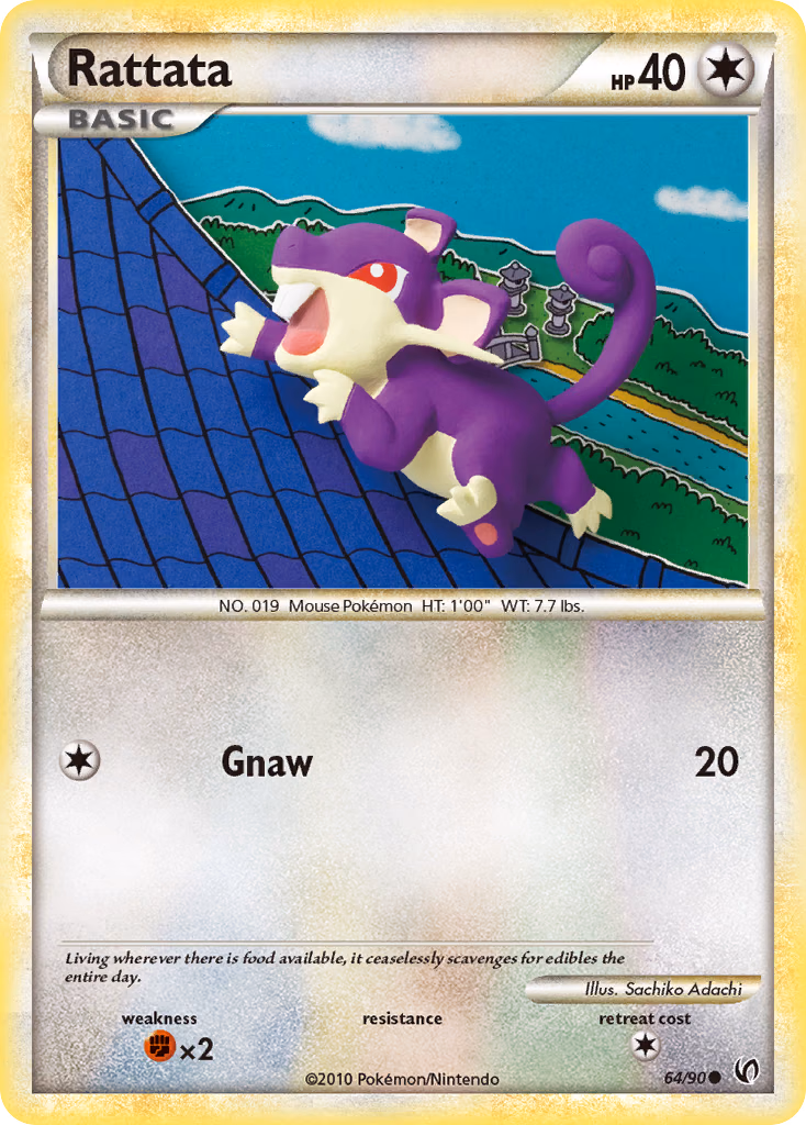 Rattata Pokemon card (64/90, HS—Undaunted)