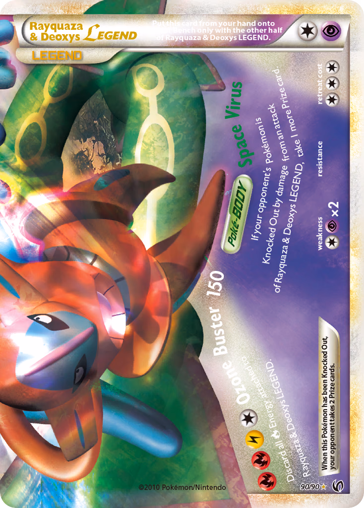 Rayquaza & Deoxys LEGEND Pokemon card (90/90, HS—Undaunted)