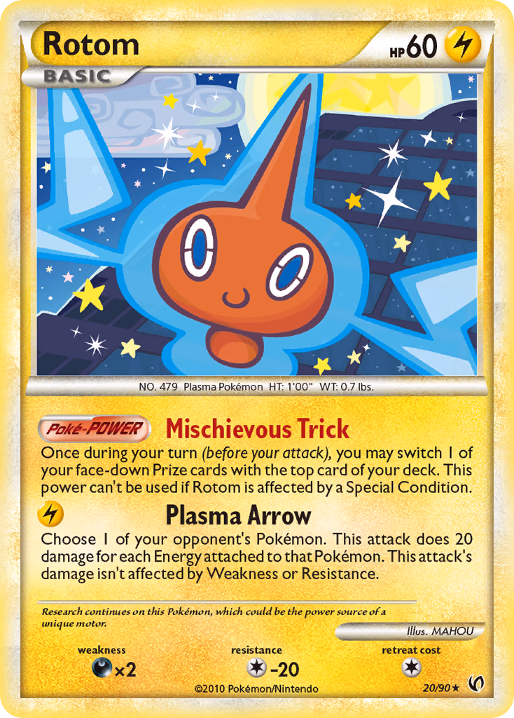Rotom Pokemon card (20/90, HS—Undaunted)