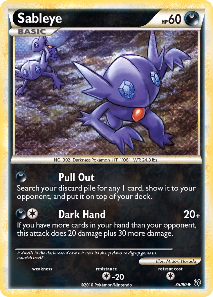 Sableye Pokemon card (35/90, HS—Undaunted)
