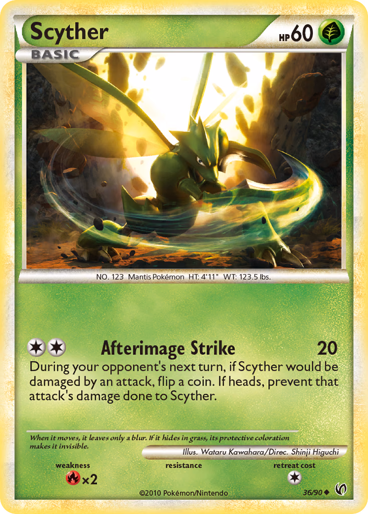 Scyther Pokemon card (36/90, HS—Undaunted)