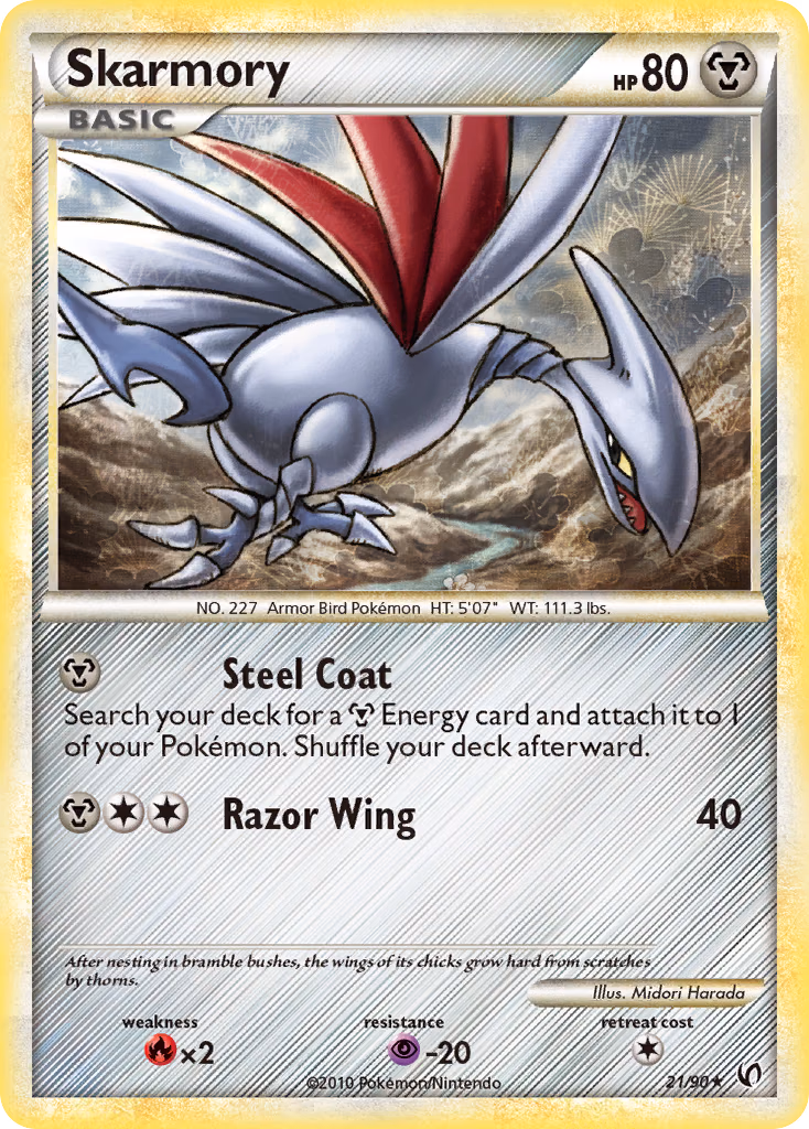 Skarmory Pokemon card (21/90, HS—Undaunted)