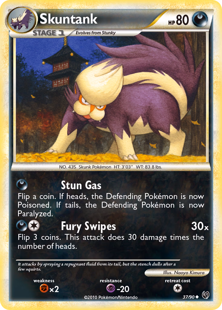 Skuntank Pokemon card (37/90, HS—Undaunted)