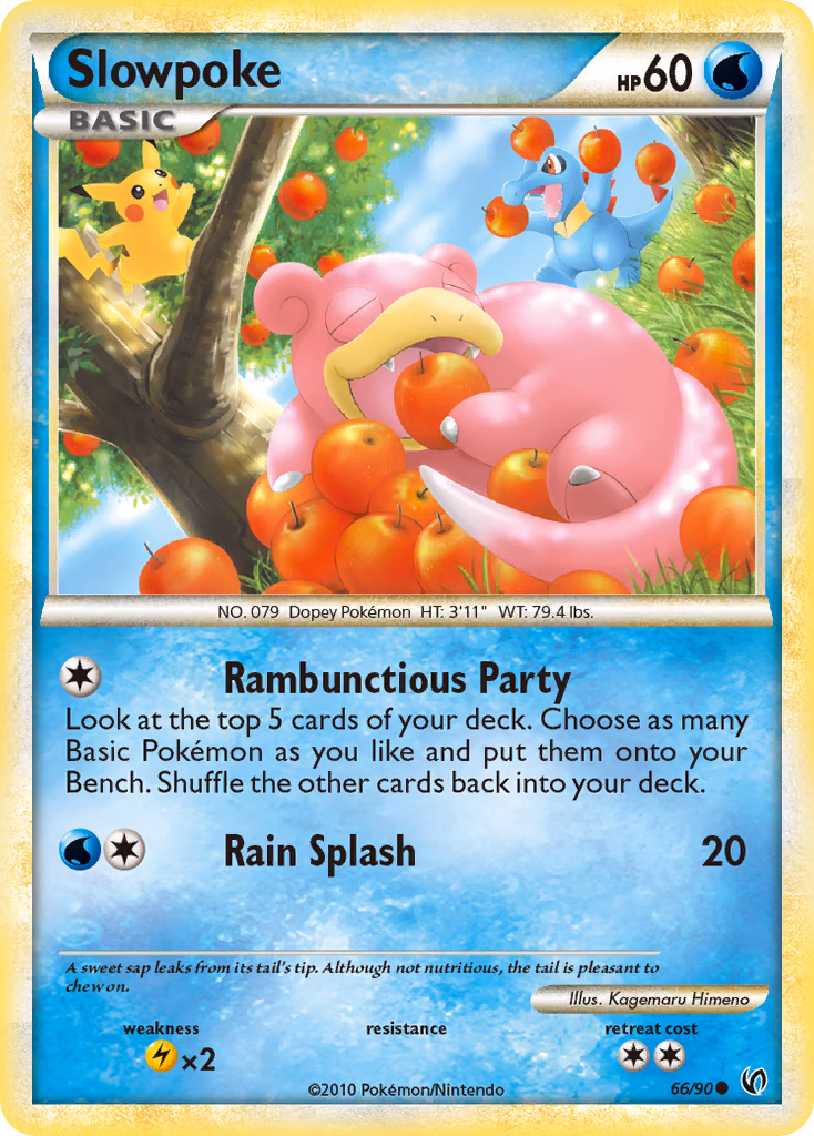 Slowpoke Pokemon card (66/90, HS—Undaunted)