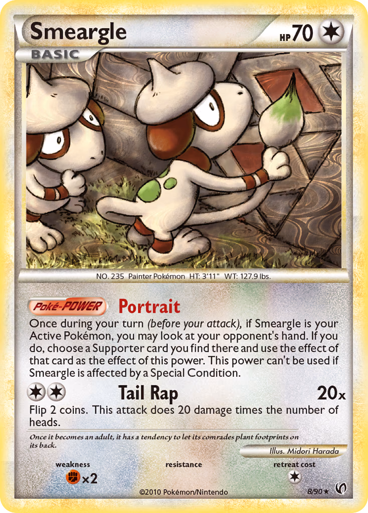 Smeargle Pokemon card (8/90, HS—Undaunted)