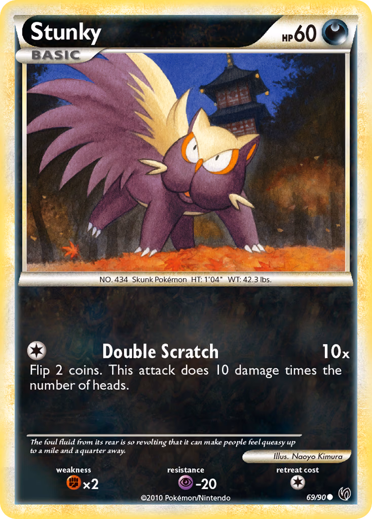 Stunky Pokemon card (69/90, HS—Undaunted)