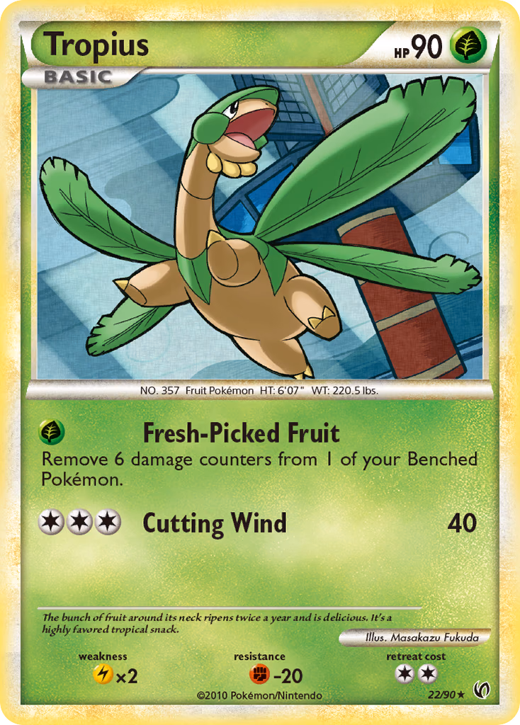 Tropius Pokemon card (22/90, HS—Undaunted)