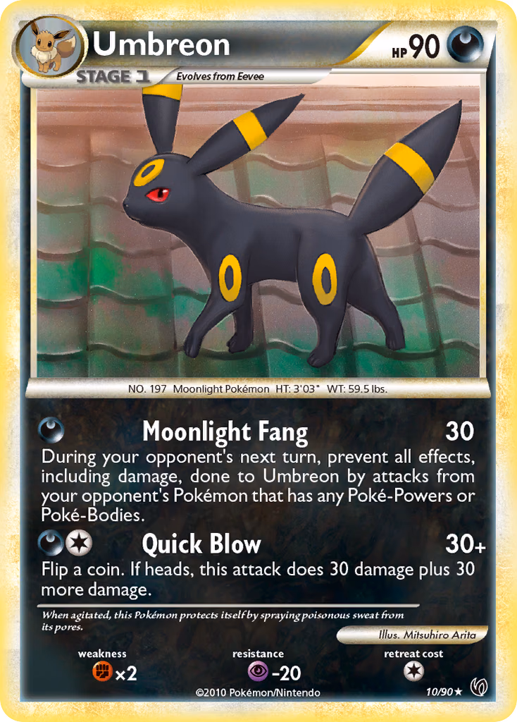 Umbreon Pokemon card (10/90, HS—Undaunted)