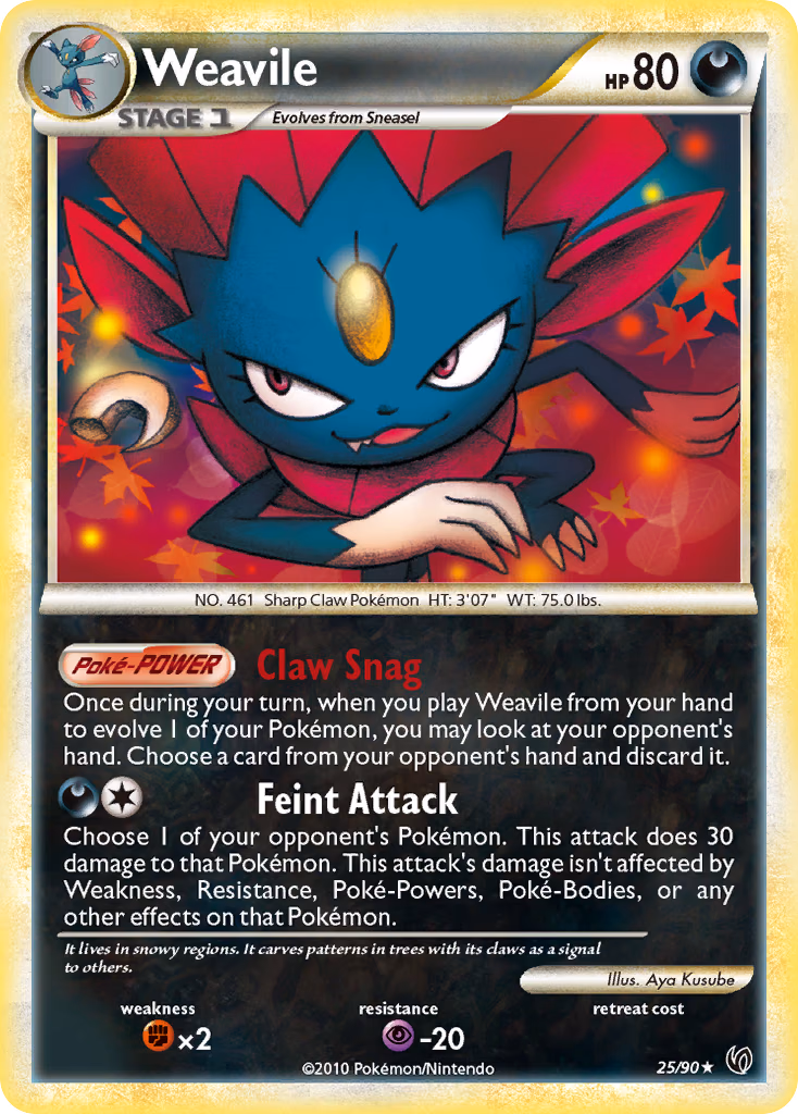 Weavile Pokemon card (25/90, HS—Undaunted)