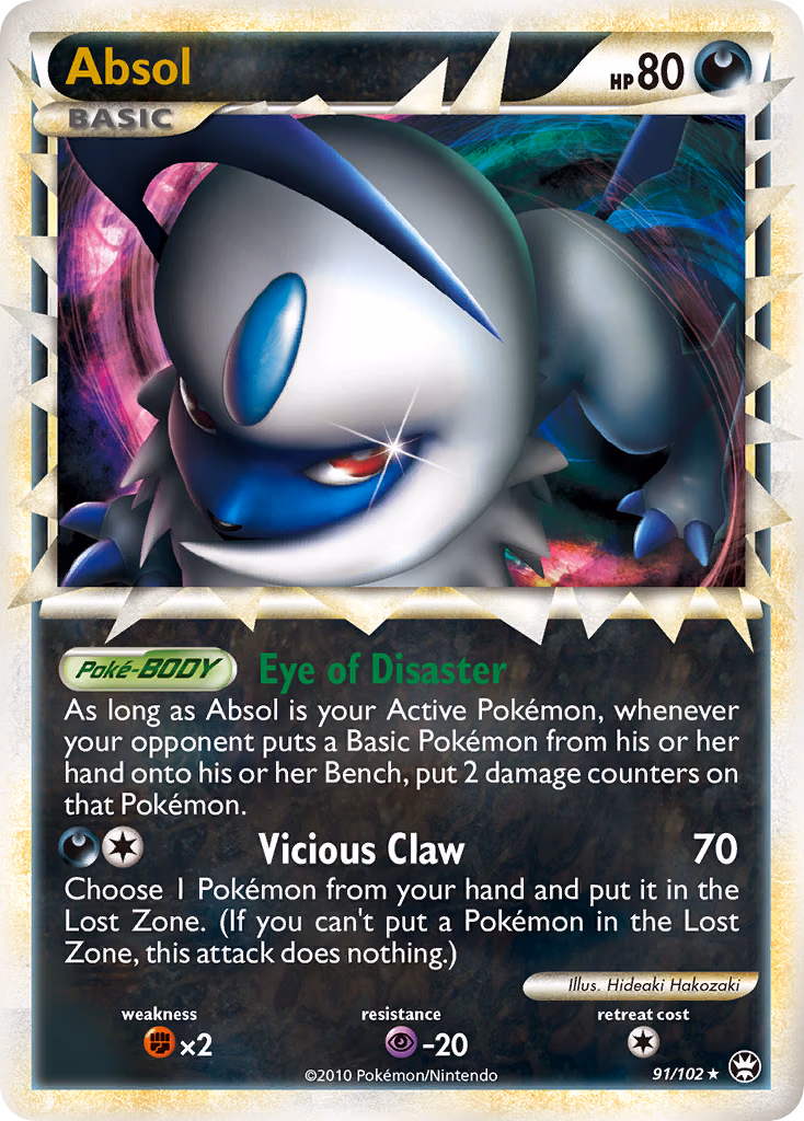 Absol Pokemon card (91/102, HS—Triumphant)