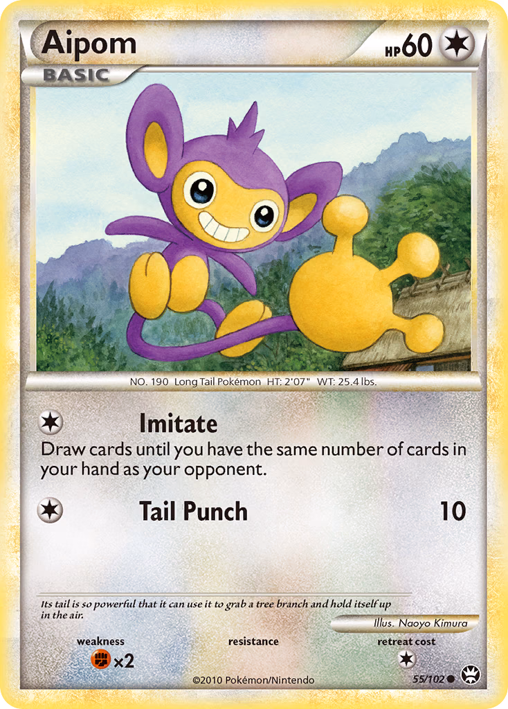 Aipom Pokemon card (55/102, HS—Triumphant)