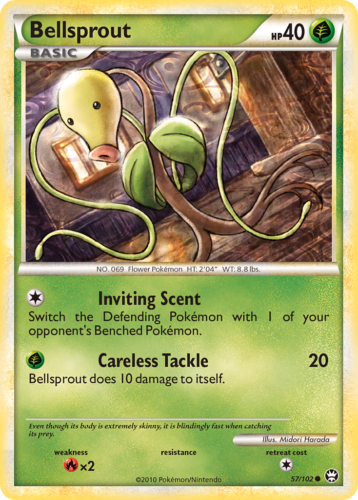 Bellsprout Pokemon card (57/102, HS—Triumphant)