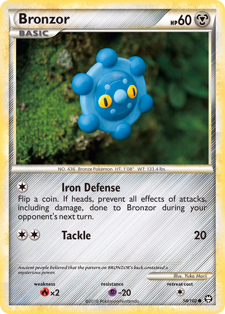 Bronzor Pokemon card (58/102, HS—Triumphant)