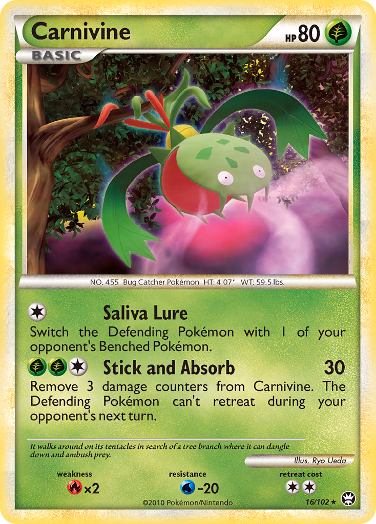 Carnivine Pokemon card (16/102, HS—Triumphant)