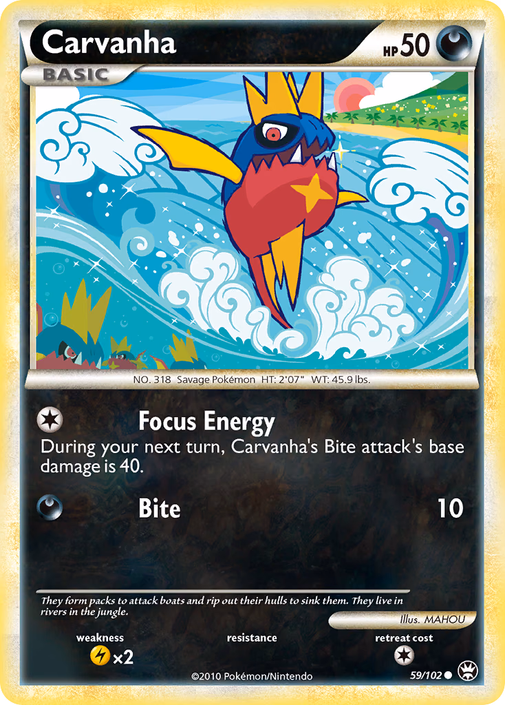 Carvanha Pokemon card (59/102, HS—Triumphant)