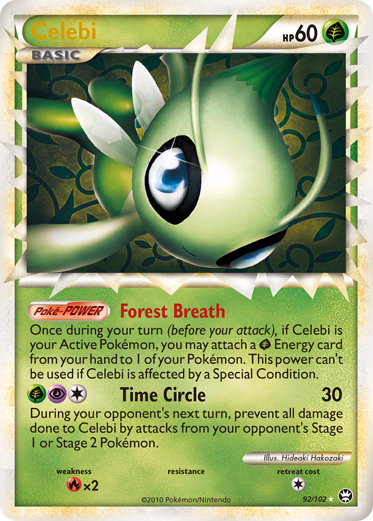 Celebi Pokemon card (92/102, HS—Triumphant)