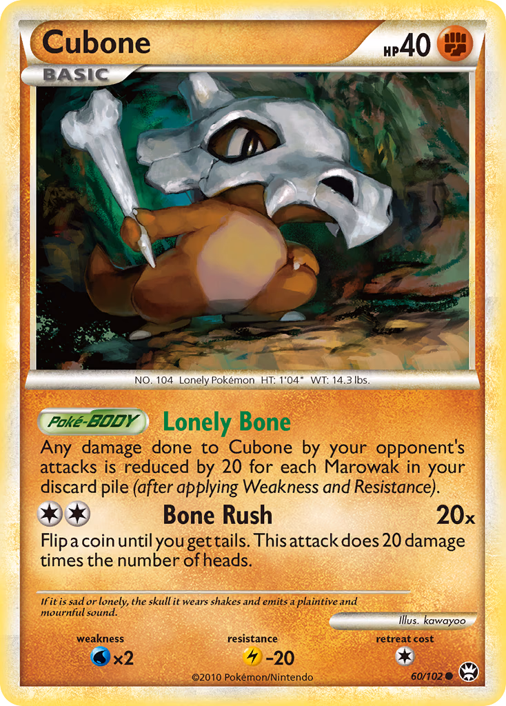 Cubone Pokemon card (60/102, HS—Triumphant)