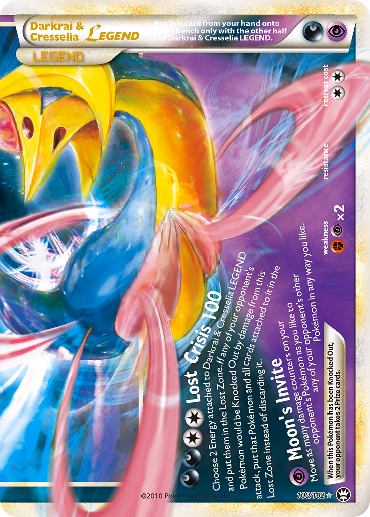 Darkrai & Cresselia LEGEND Pokemon card (100/102, HS—Triumphant)
