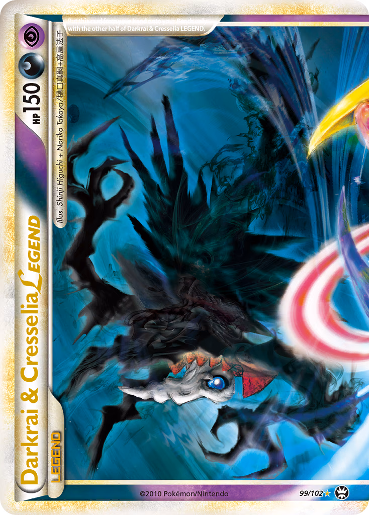 Darkrai & Cresselia LEGEND Pokemon card (99/102, HS—Triumphant)