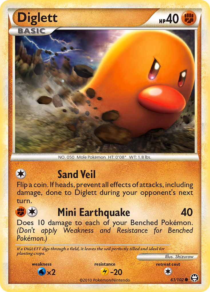 Diglett Pokemon card (61/102, HS—Triumphant)