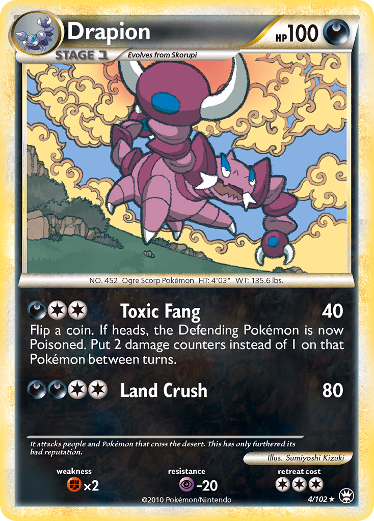 Drapion Pokemon card (4/102, HS—Triumphant)