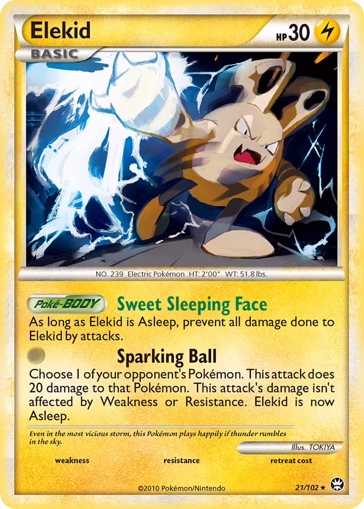 Elekid Pokemon card (21/102, HS—Triumphant)