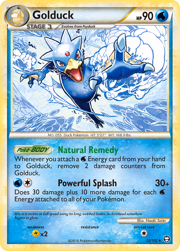Golduck Pokemon card (22/102, HS—Triumphant)