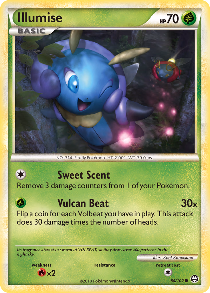 Illumise Pokemon card (64/102, HS—Triumphant)