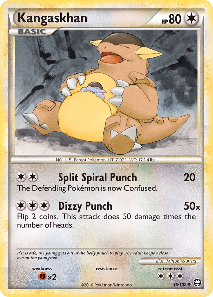 Kangaskhan Pokemon card (36/102, HS—Triumphant)