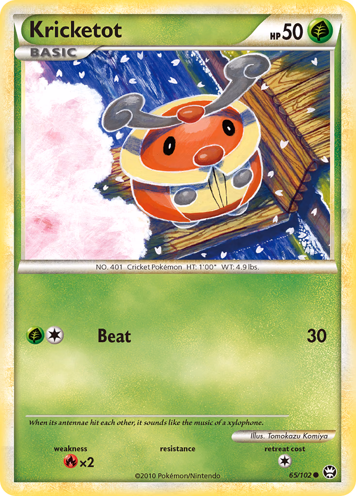 Kricketot Pokemon card (65/102, HS—Triumphant)