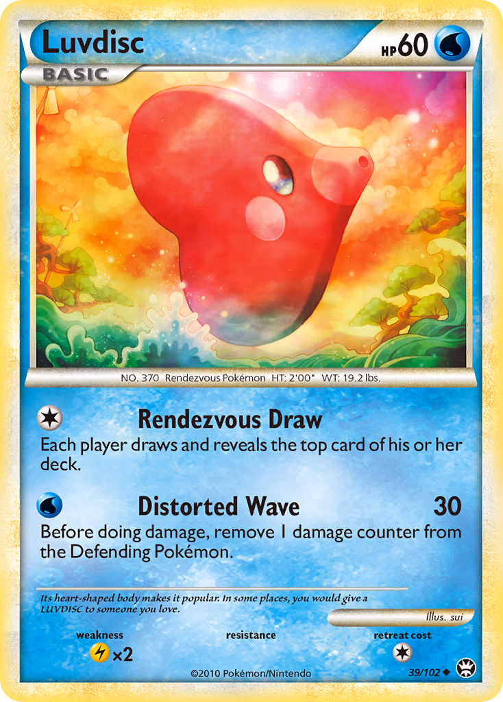 Luvdisc Pokemon card (39/102, HS—Triumphant)