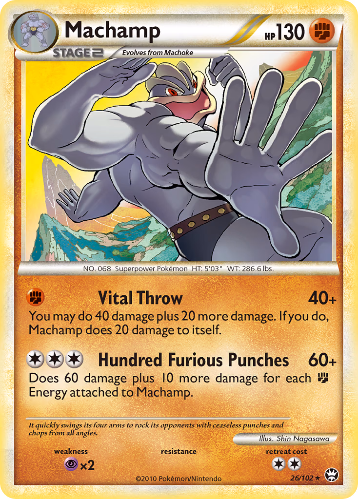 Machamp Pokemon card (26/102, HS—Triumphant)