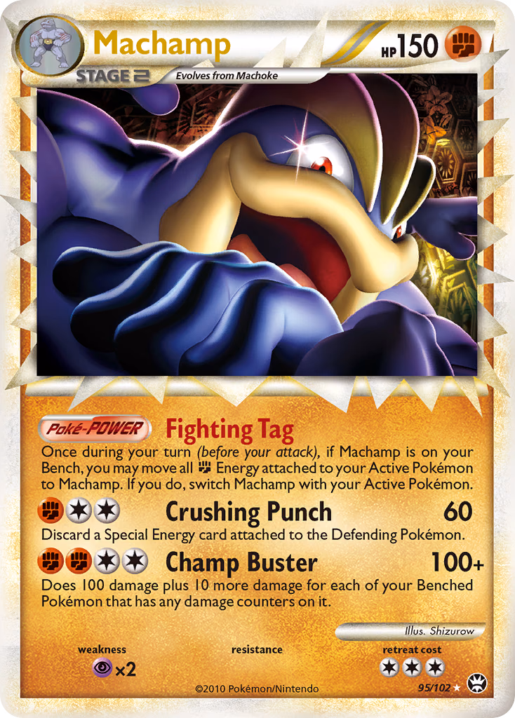 Machamp Pokemon card (95/102, HS—Triumphant)