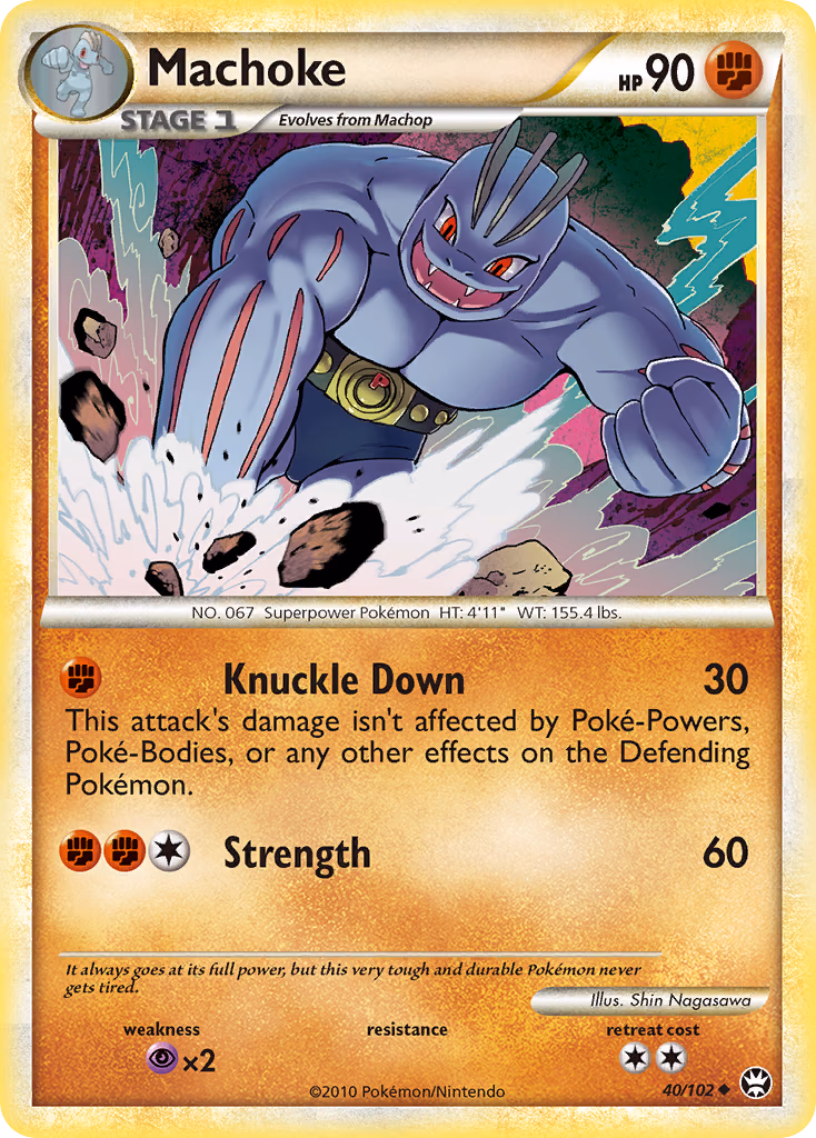 Machoke Pokemon card (40/102, HS—Triumphant)