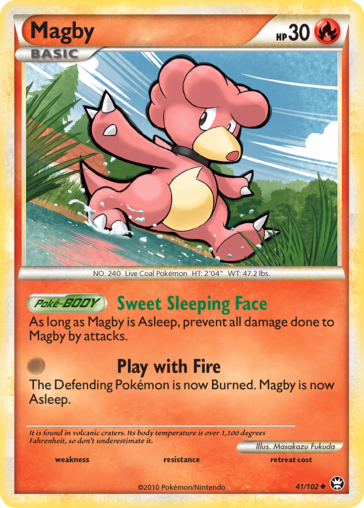 Magby Pokemon card (41/102, HS—Triumphant)