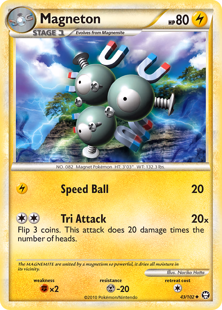 Magneton Pokemon card (43/102, HS—Triumphant)