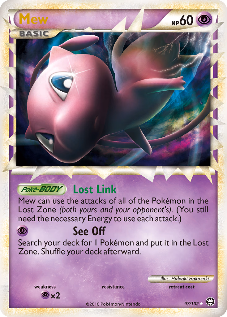 Mew Pokemon card (97/102, HS—Triumphant)