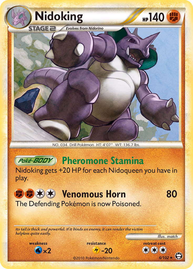 Nidoking Pokemon card (6/102, HS—Triumphant)