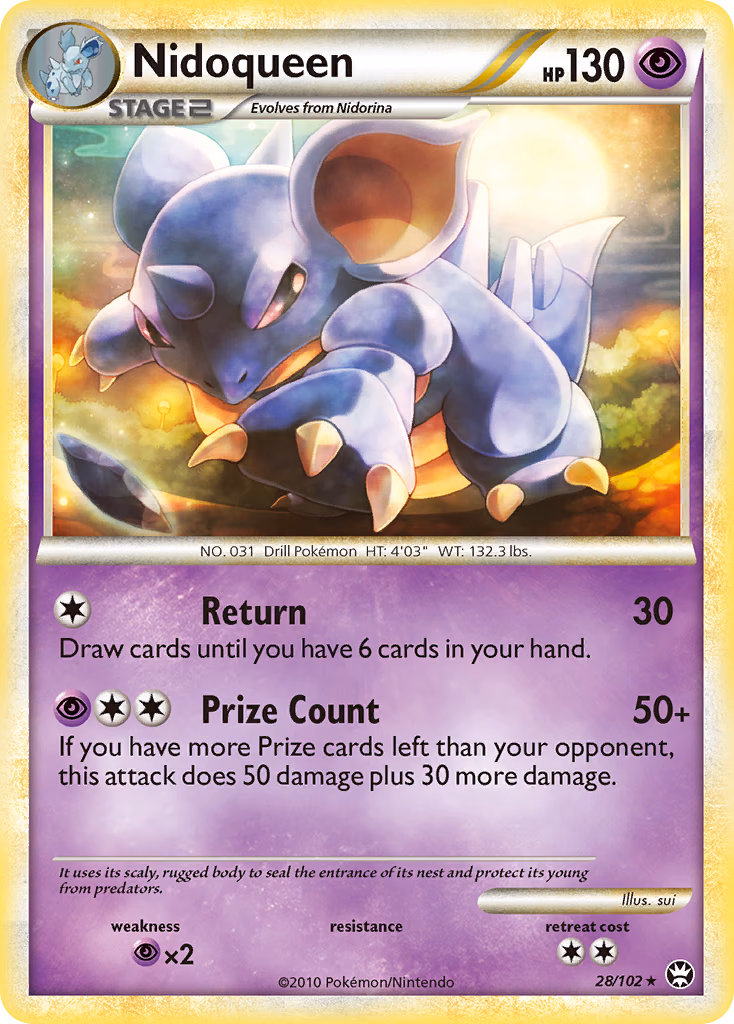 Nidoqueen Pokemon card (28/102, HS—Triumphant)