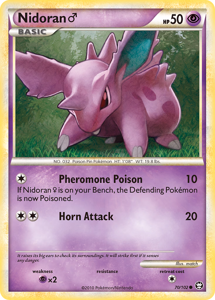 Nidoran ♂ Pokemon card (70/102, HS—Triumphant)