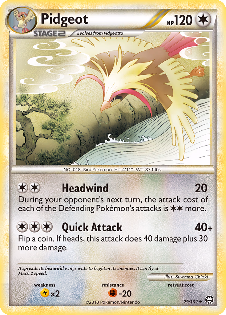 Pidgeot Pokemon card (29/102, HS—Triumphant)